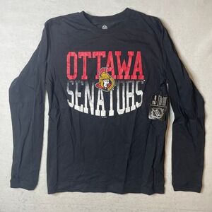 NHL Ottawa Senators T Shirt Mens M Black Long Sleeve Hockey Graphic Tee‎